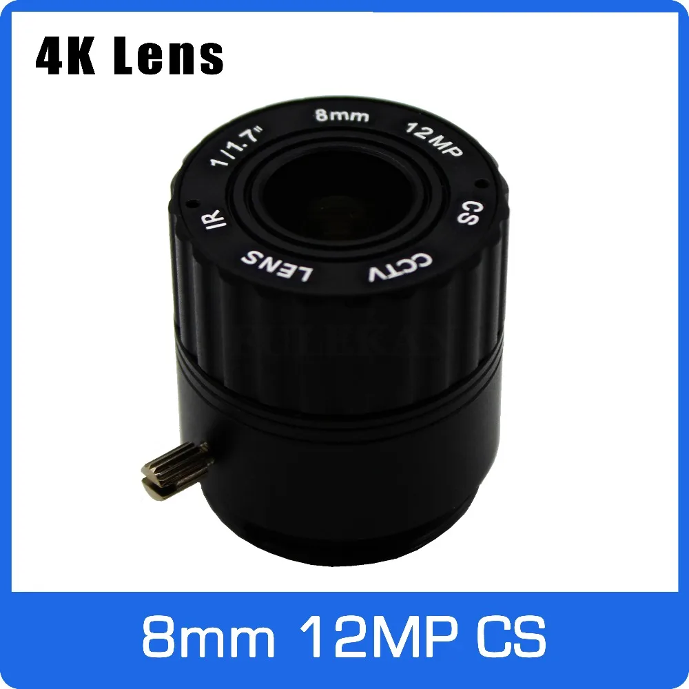 

4K Lens 12Megapixel Fixed CS Lens 8mm 70 Degree View 25m distance 1/1.7 inch For IMX226 4K IP CCTV Box Camera Free Shipping