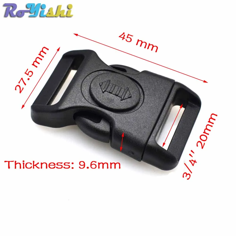 15.8mm 20mm 25.6mm Plastic Black Curved Buckle w/Lock for Paracord Bracelet Side Release Buckles Bag & Case Accessory