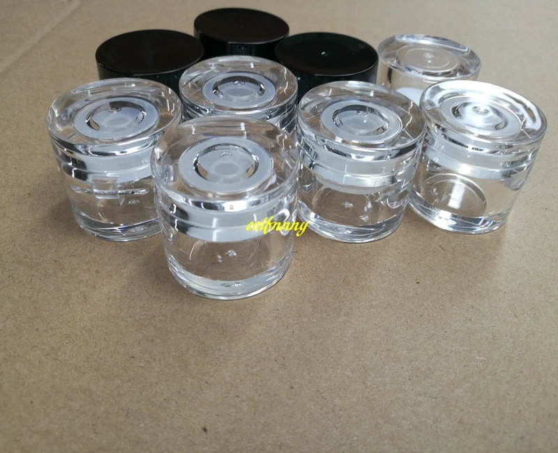 

1000pcs/lot 5g Cream jar cosmetic container 5ML plastic Transparent Nail cartridge box Eye shadow powder compact jar