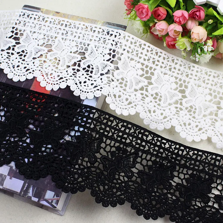 Lace Accessories Hollow Out Lace Trim 12 cm Wide Straight Edge Water Soluble Cotton Lace Embroidery Dress Hem Quality Thickening