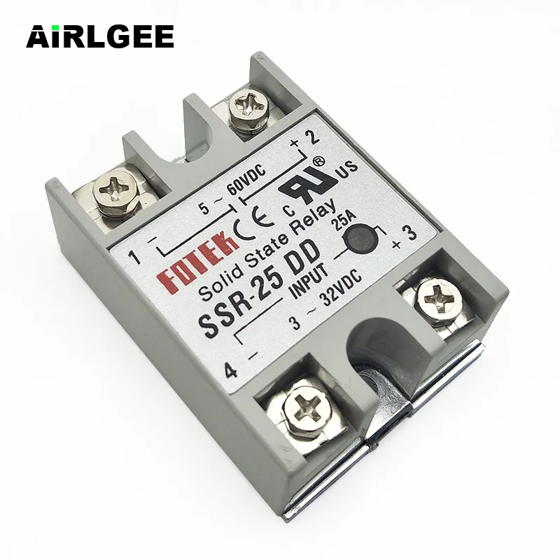 High quality SSR-25DD 25A Solid State Relay DC Control DC Input 3-32V DC Output 5-60VDC