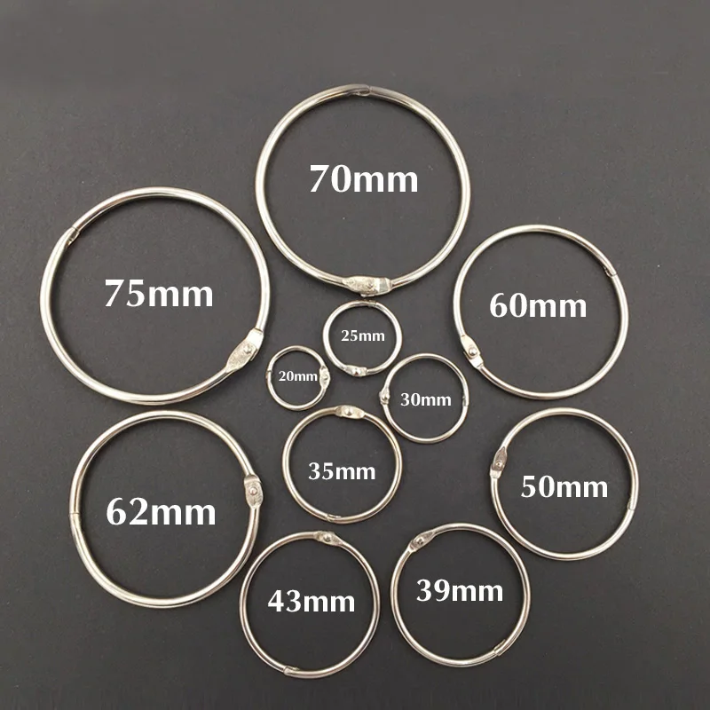 5PCS/10PCS/20PCS Bag ReadStar Stainless Steel Loose Leaf Binding Ring Nickel Plating Metal Rings Binding consumables 15-110mm