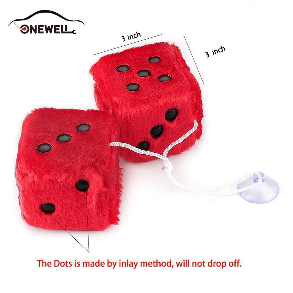 

Colorful Plush Dice Craps JDM Rear View Mirror Car Pendant Charms Ornaments Hanging Suspension Car Styling Dest vl