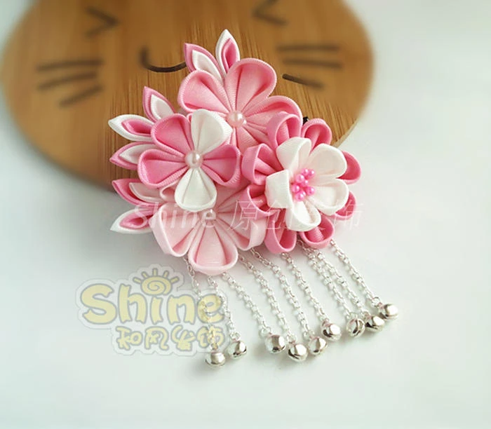 Barrettes à cheveux en coton fait à la main, épingle à cheveux en tissu japonais anime Kimono cosplay, accessoires livraison gratuite