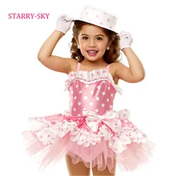 New Ballet Dress For Girls Children Dance Costumes Cute Dot Pink Kids Dresses Gymnastics Tutu Leotard Girl Dancewear Ballet