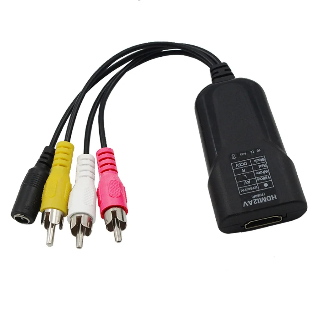 HDMI TO AV  Adapter Mini HD Video Converter Box HDMI to RCA AV/CVSB L/R Video 1080P HDMI2AV Support NTSC PAL Output