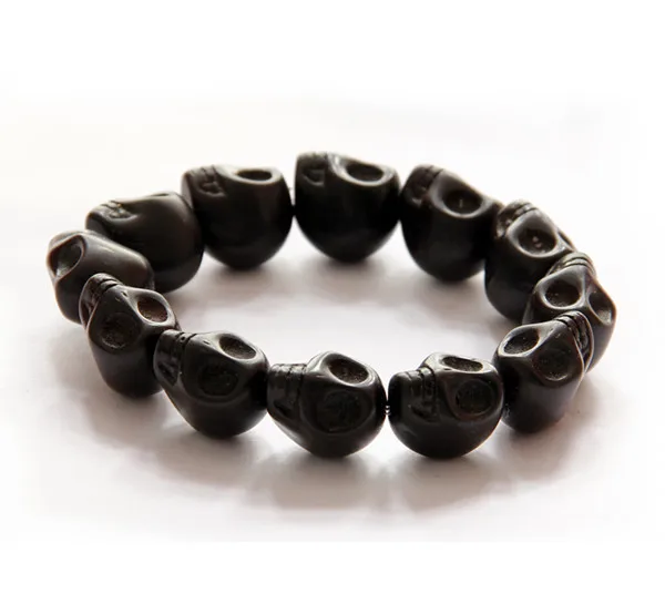 New Fashion Natural Stones Skull Bracelet Lava Stone Beads and Tiger Eye Stone Beads Men Bracelet Pulseira drop shipping