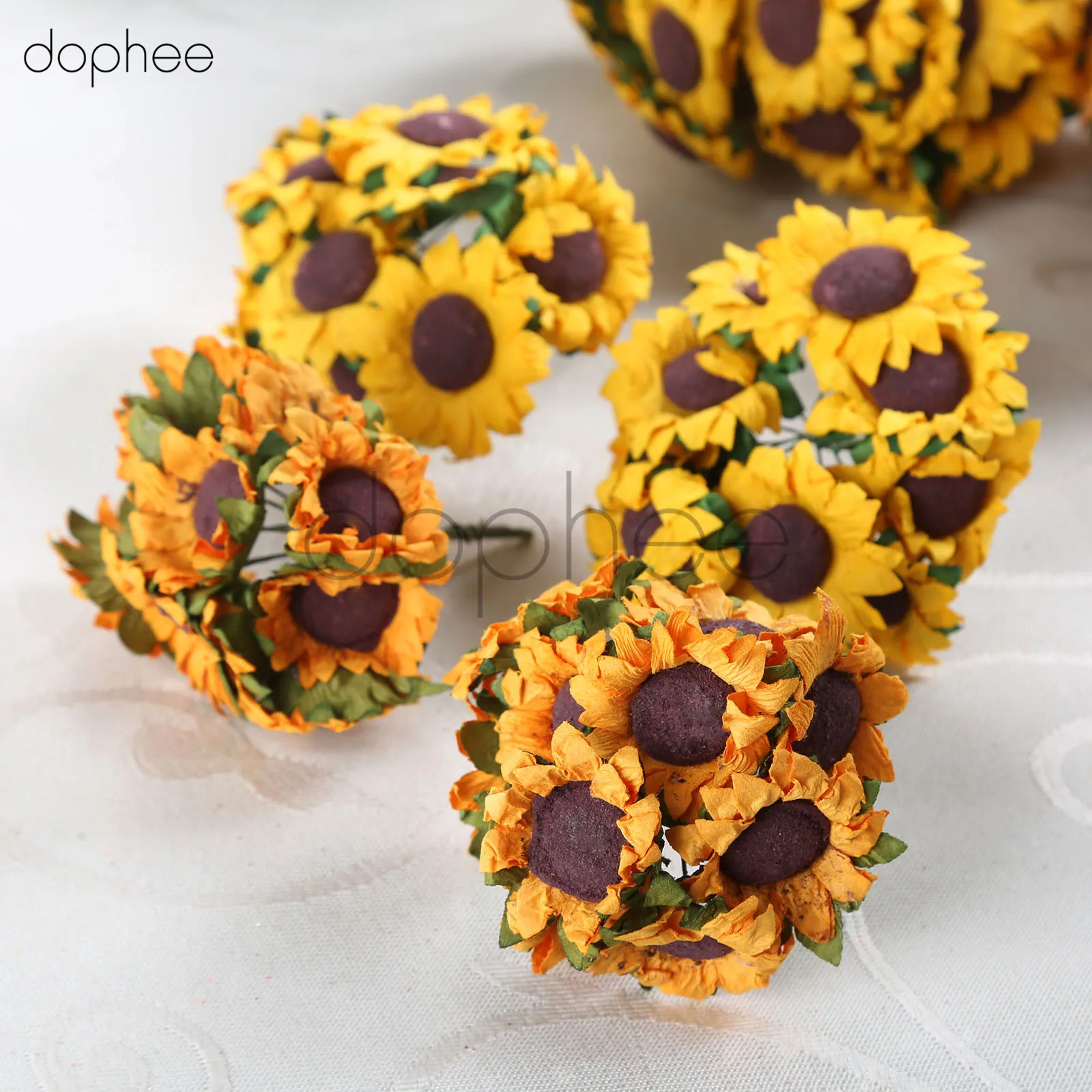 

dophee 100pcs artificial silk sunflower lowers wedding decoration DIY wreath wreath clip artificial flowers