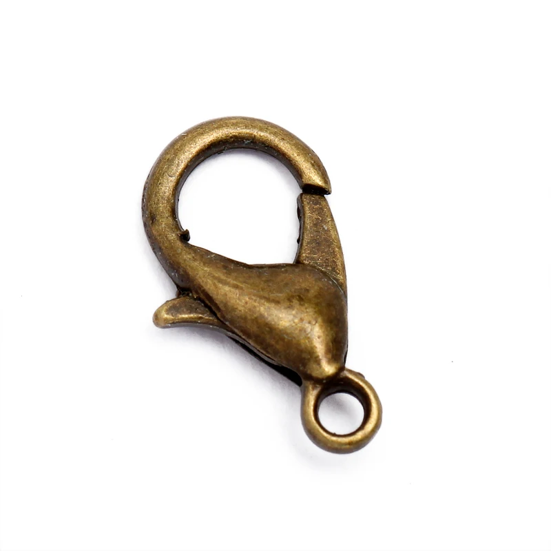 100pcs 10/12/14/16mm Jewelry Findings Alloy antique bronze/gold/Rhodium lobster clasp Hooks for Jewelry necklace&bracelet chain