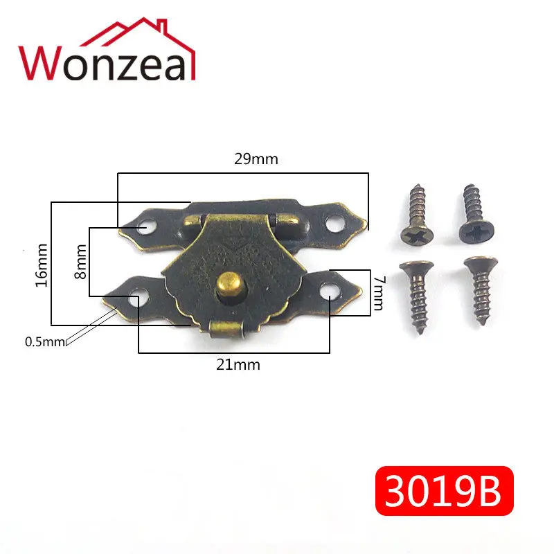 10pcs Jewelry Box Hasp 29x19mm Antique Brass MIni Hasp Latch Lock Bronze Chest Wooden Box Box Clasp Lock Hardware Tools