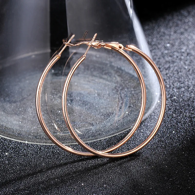 BLIJERY Rose Gold Color Big Hoop Earrings For Women Girls Fashion Jewelry Trendy Smooth Round Circle Earrings Basketball Brincos