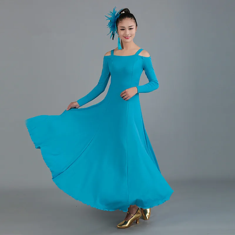 

New woman long-sleeved ballroom dance dress match national dress dance waltz dress