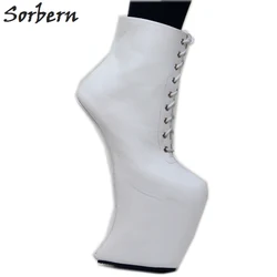 Sorbern botki damskie Heelless Lady Gaga buty Unisex buty na obcasie platforma Drag Queen buty grube obcasy Crossdresser