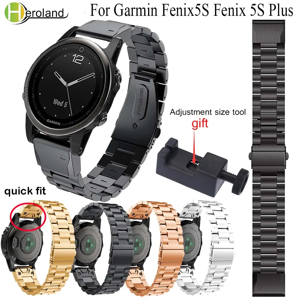 

Quick release 20mm stainless steel Easy Fit watch band strap for Garmin Fenix 5s /5S plus Metal smart wristbands bracelet+tool