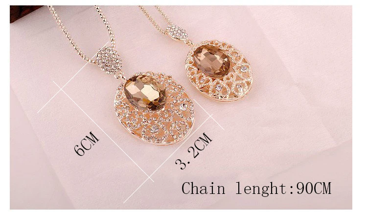 Women Chains Necklaces & pendants Big Large Crystal Chain Long Necklace Clothing Accessories Collier Rose Gold Color Neckless