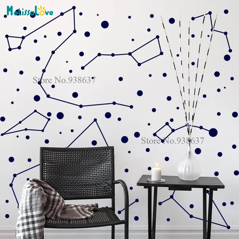 Constellations Decal Zodiac Star Space Living Room Baby Room Decoration Vinyl Wall Home Decor Removable Vinyl Wall Stickers B907