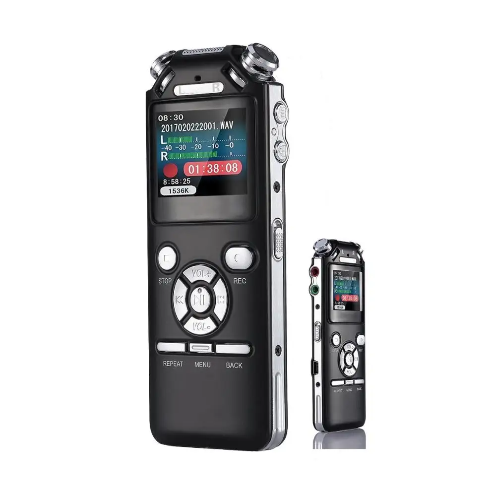 

Digital USB Voice Recorder Audio Sound Recorder Double Microphones Intelligent Noise Reduction USB Rechargeable 8GB Memory Black