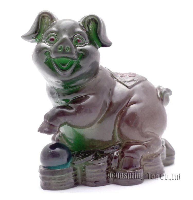 Green Pig,Lucky Charms,Chinese zodiac,Shenxiao,Allochroic Mascot,fengshui Ornament,novel gifts,Amazing present,Tea pet,S1015AZ