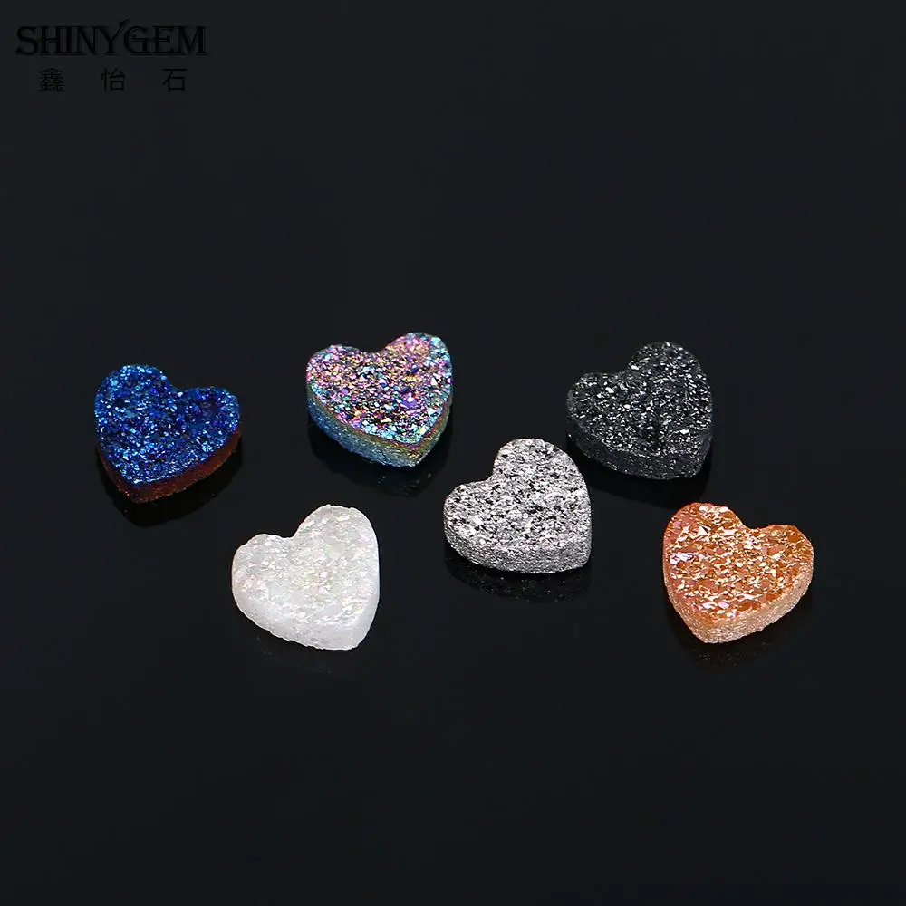 

ShinyGem Opal White Druzy Stone Cabochons For Jewelry Making 4/6/8/10mm Twinkling Heart Crystal Handmade Accessories