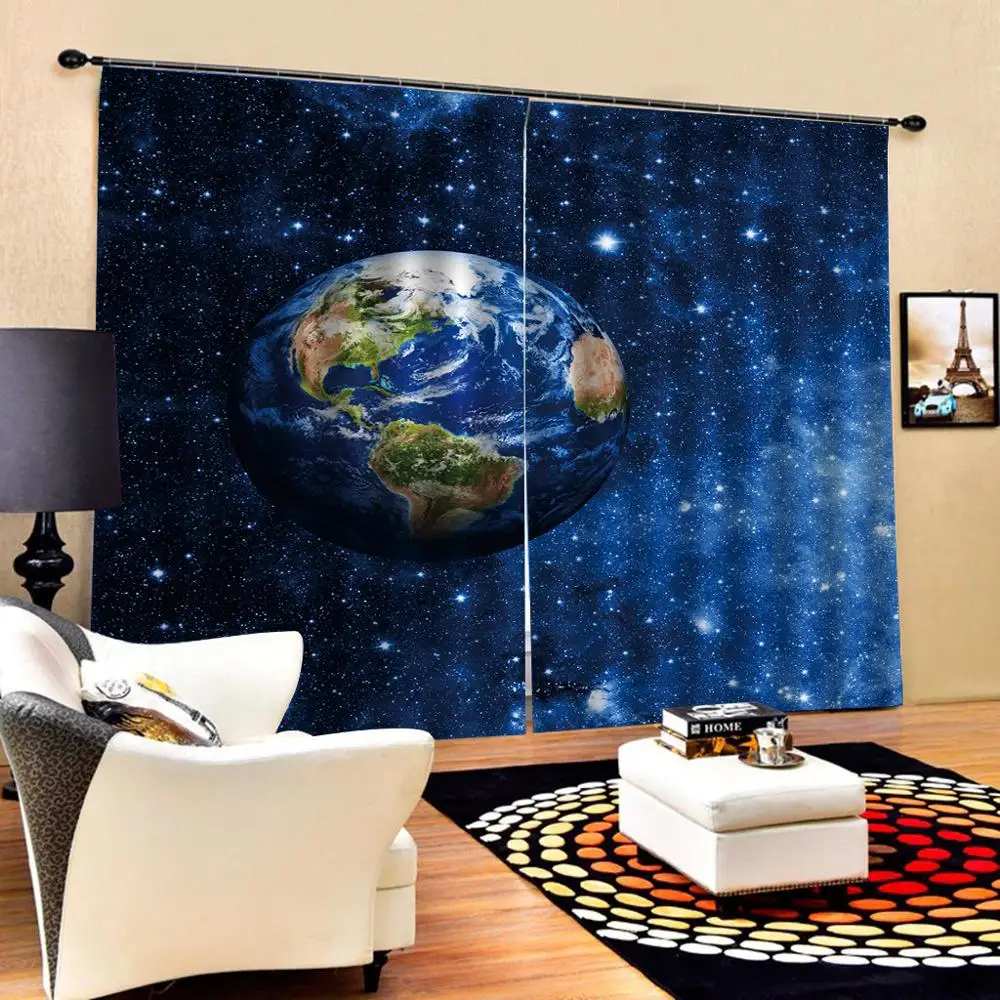 

Custom any size photo High quality custom 3d curtain fabric blue curtains for bedroom Decoration curtains