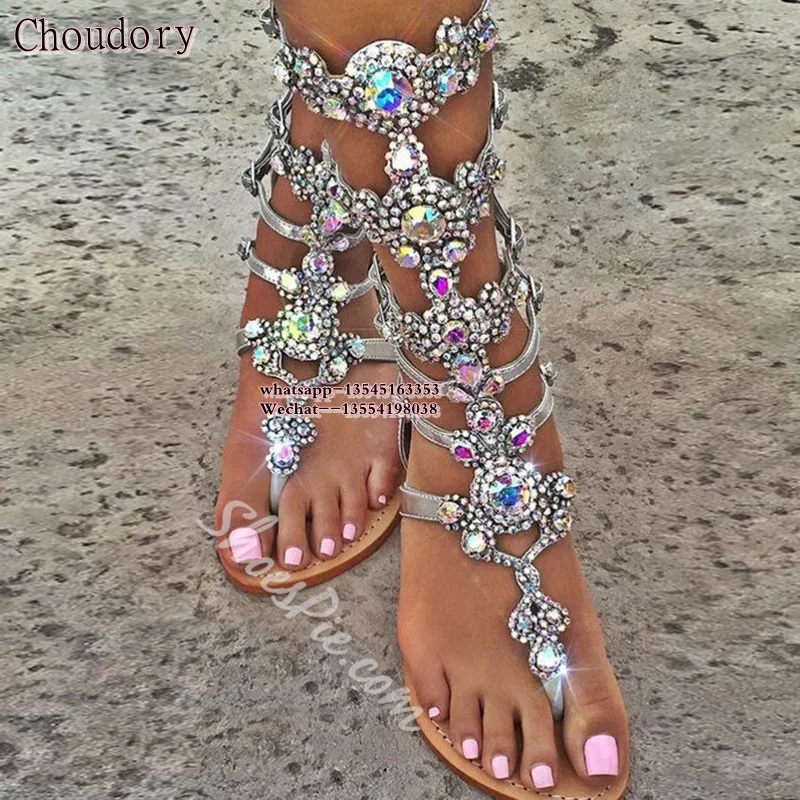 women sandal fashion summer women shoes sandals with rhinestones sandalia feminina women shoes plus size 43 Crystal