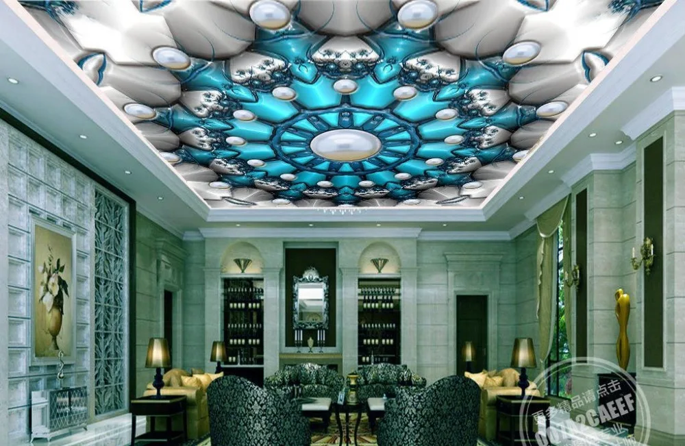 

2021 3d Ceiling Creative new Fashion Wallpapers Ceiling Mural Wallpaper 3D Stereoscopic Living Room Hotel Bedroom Wallpaper