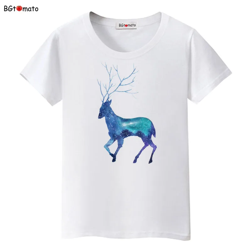 

Star deer beautiful t-shirt for woman Brand new fashion tops tees good quality Comfortable soft casual tshirts