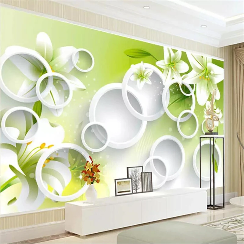 

beibehang Custom wallpaper 3D mural fresh lily circle living room bedroom TV background wall papers home decor papel de parede