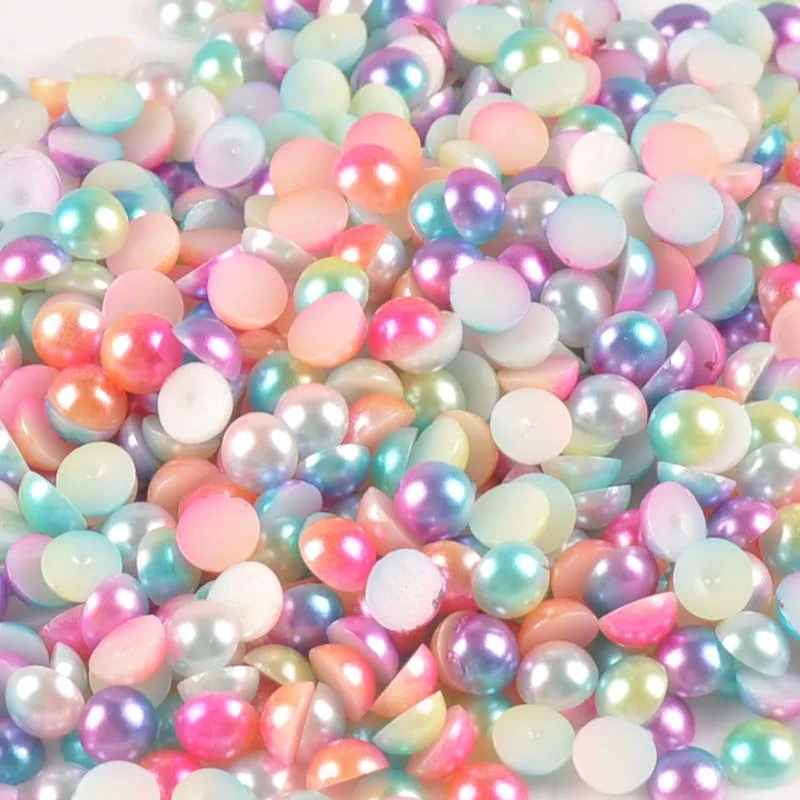 3/4/5/6/8mm mixed color Half Round ABS Imitation Pearl Beads for jewelry making  Fake Flat Back for Scrapbook Craft  3mm YKL0701