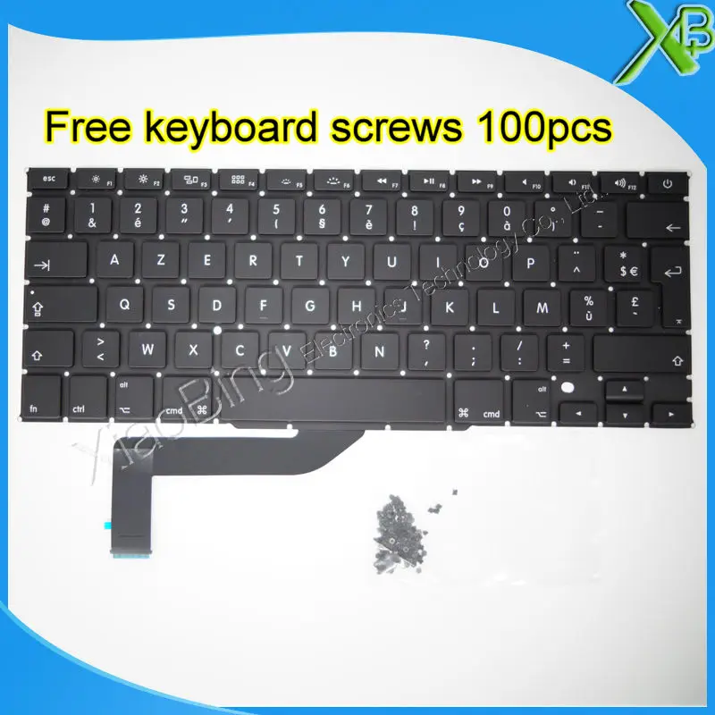 

5PCS---Brand New AZERTY FR French keyboard+100pcs keyboard screws For MacBook Pro Retina 15.4" A1398 2013-2015 Years