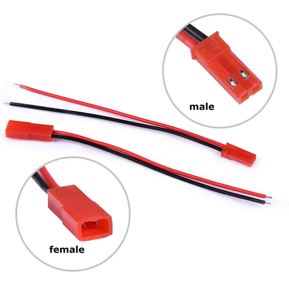 BSOD 10 Pair Led Light Connector JST 2PIN Plug Male and Female 20 AWG Cable Wire Connector for Led Strip Light RC Battery