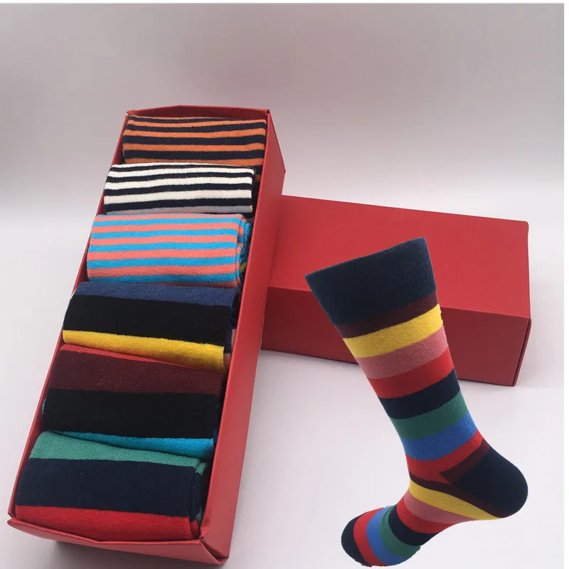 2020 high quality men\'s socks casual new standard lengthened version socks fashion stripes male socks fun clothes cotton socks