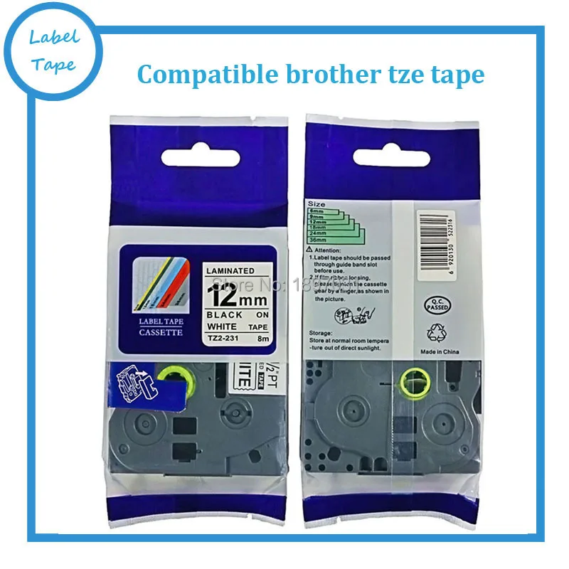 Free shipping 3 pcs/lot Brother p touch 12mm black on white tz231  tze231 tz2-231  tz-231