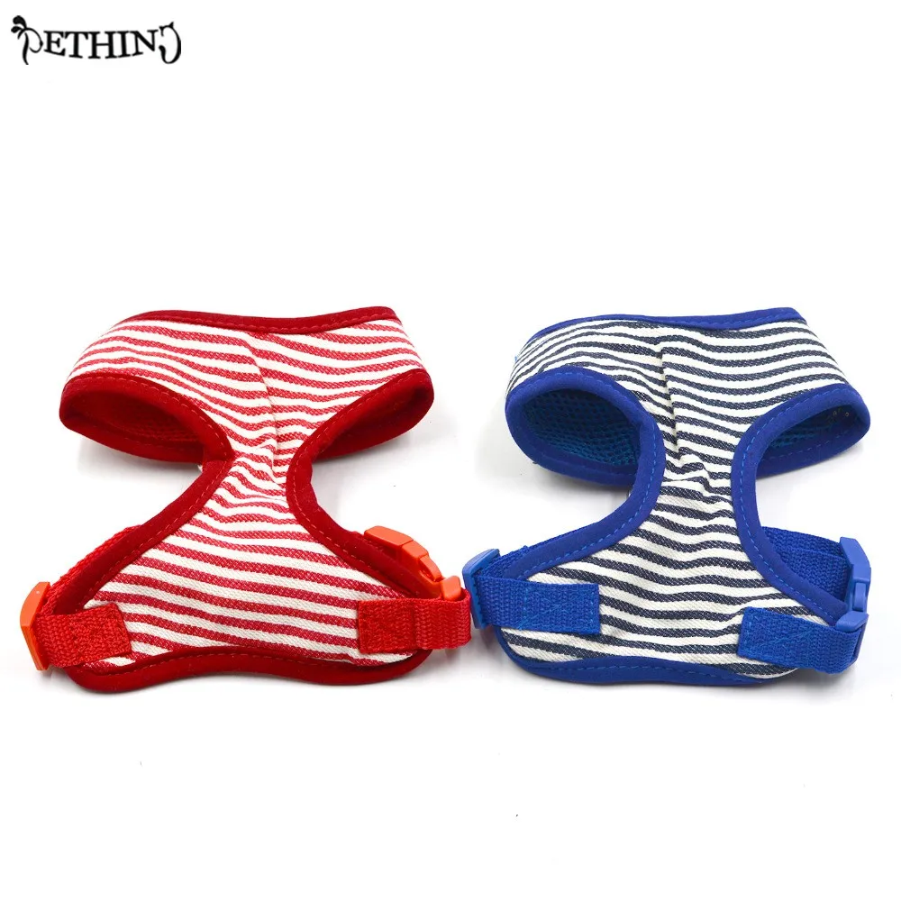 Classic Stripe Style Small Dog Harness Mesh Cloth Vest Pet Harness Dog Breathable Red Blue Color  Adjustable XS S M L XL Size