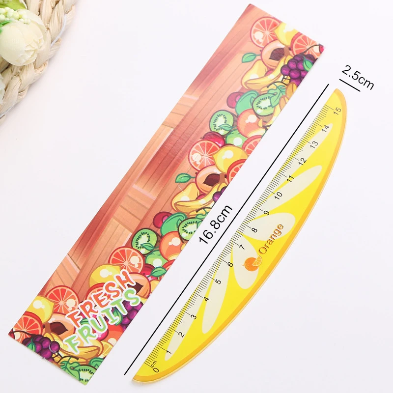 2Pcs/Set Kawaii Fruit Ruler Cartoon Cute Ruler 15cm Straight Ruler For Kids Gifts Student Drawing Tools School Office Supplies