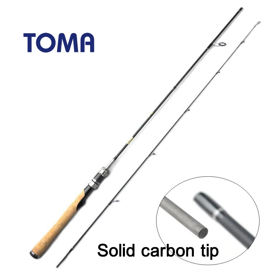 TOMA 99% Carbon Fiber Spinning Fishing Rods Casting 1.8m 602 UL Ultralight Lure Rod 1.5-5g Solid Tip Travel Rods Fishing Tackle