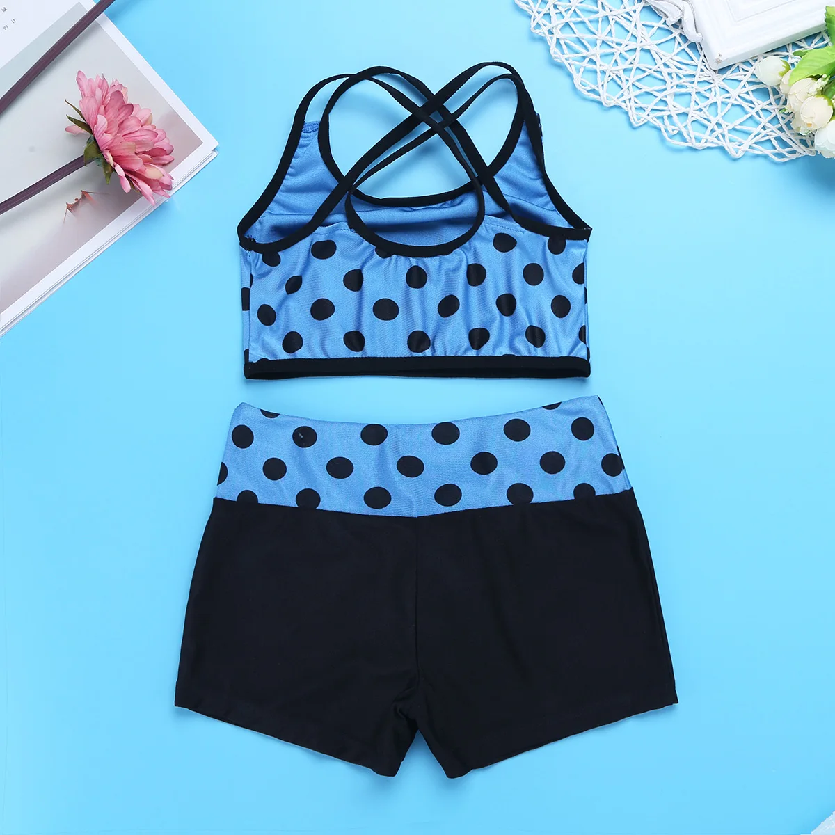 Tankini Anak-anak Tank Top Musim Panas dengan Bawahan Baju Renang Pink Polka Dot Bikini Atasan Celana Pendek 2 Potong Pakaian Renang Pakaian Pantai untuk Anak Perempuan