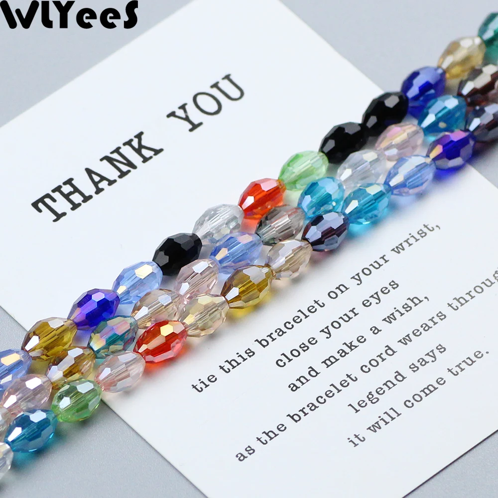 WLYeeS 6*8mm Rice grains shape Austrian crystal 50pcs Oval Glass Mix Color Loose beads for DIY Jewelry Necklace Bracelet Making