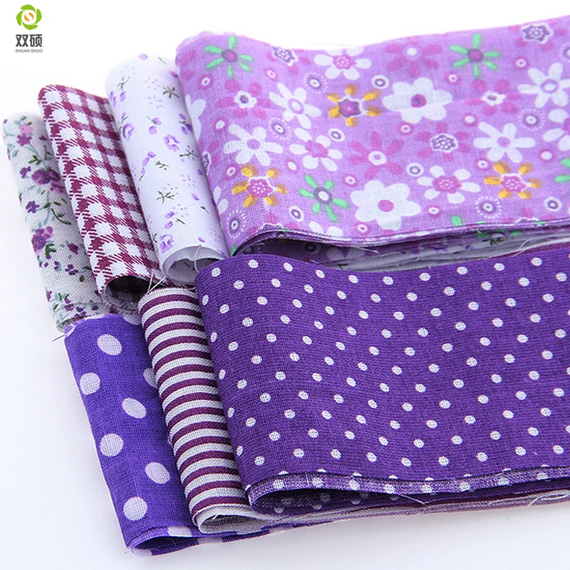 100%cotton New arrivals 7pcs/lot jelly roll sewing textile Purple sets fabric strips 5cmx100cm tildas quilting doll\'s cloths