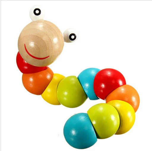 

Insert Puzzle Kids Educational Wooden Toys Baby Children Fingers Flexible Training Science Twisting Worm Toys