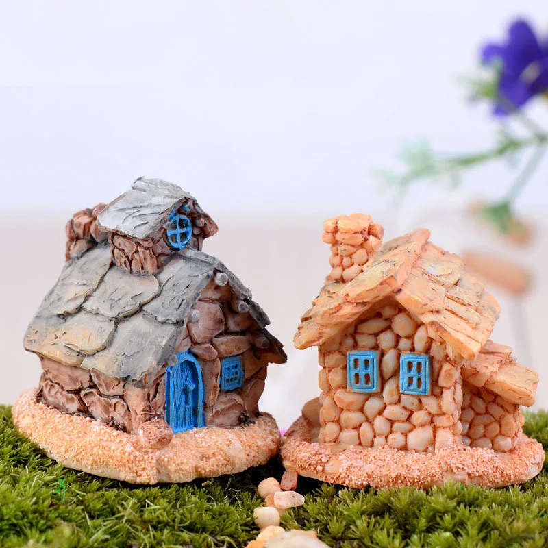 Vintage Elf Castle Stone House Miniature Fairy Garden Home Houses Decoration Mini Craft Micro Landscaping Decor DIY Accessories