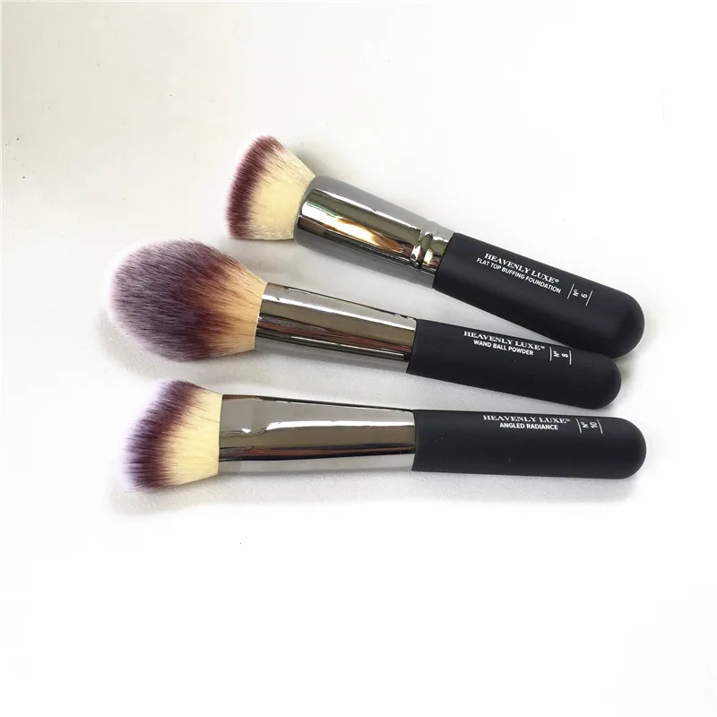 Heavenly Flat Top Buffing Foundation 6 / Wand Ball Powder 8 / Angled Radiance Contour Brush 10 - Beauty Makeup Blender Tools