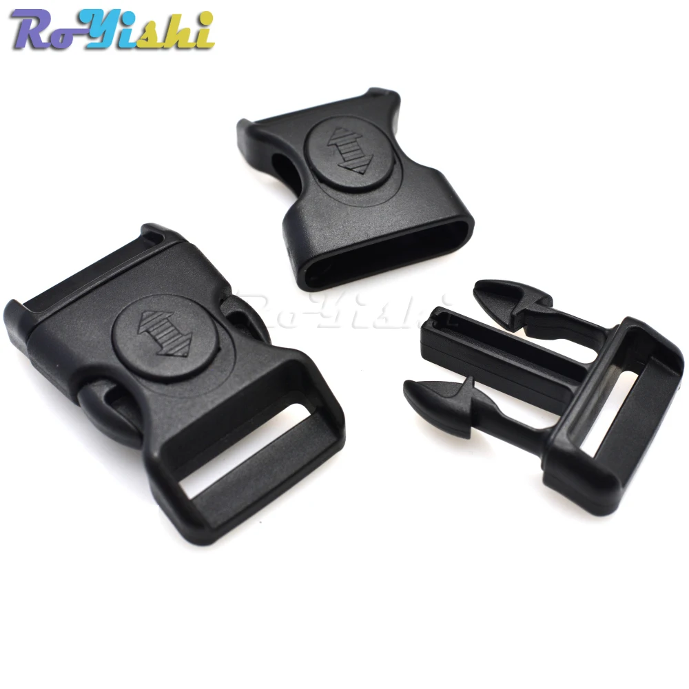 15.8mm 20mm 25.6mm Plastic Black Curved Buckle w/Lock for Paracord Bracelet Side Release Buckles Bag & Case Accessory