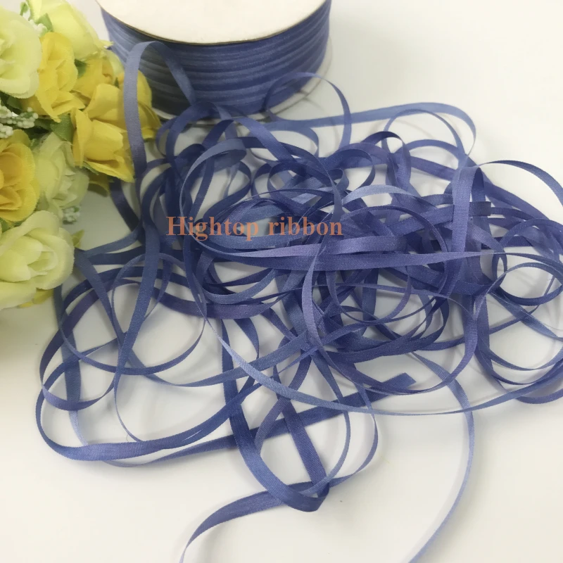 4mm purple variegated color 100% pure silk woven double face silk ribbons for embroidery and handcraft project,gift packing