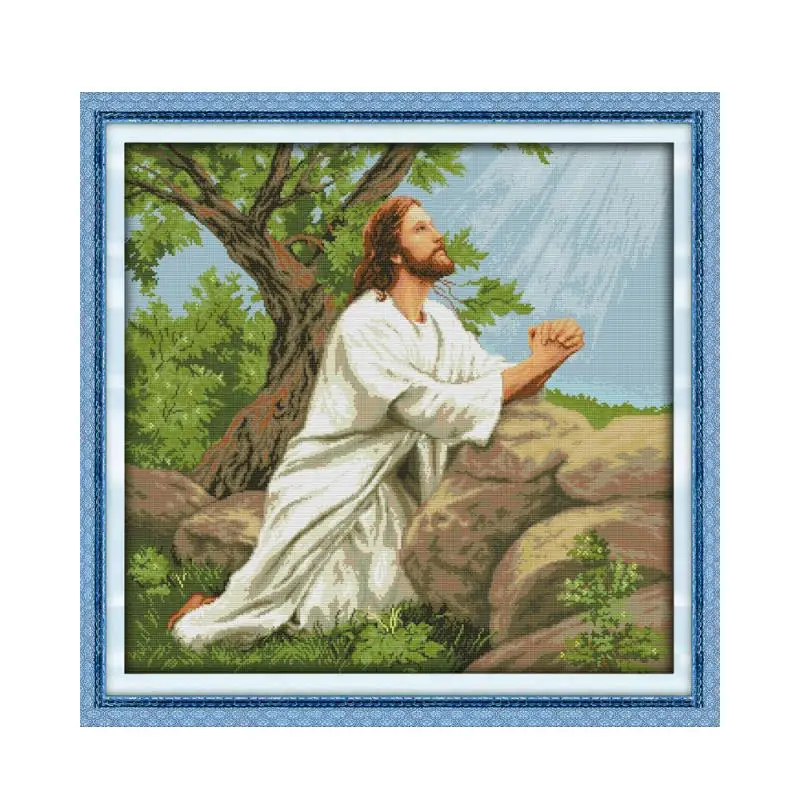 

11CT printed on cloth cross stitch jesus figure family decoration prayer of Jesus decorative hanging paintings