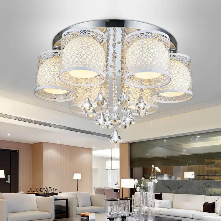 

Modern glass ball E27 Ceiling light fixture home deco chrome iron colorful LED backlight ceiling lamp dining room crystal lamp