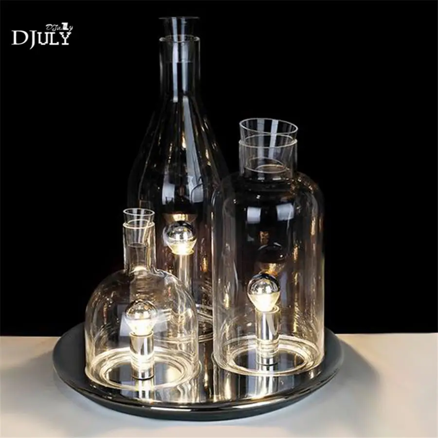 art deco Wine bottle stained glass led table lamp for living room bedroom creative bar dining desk light designer bedside lamps