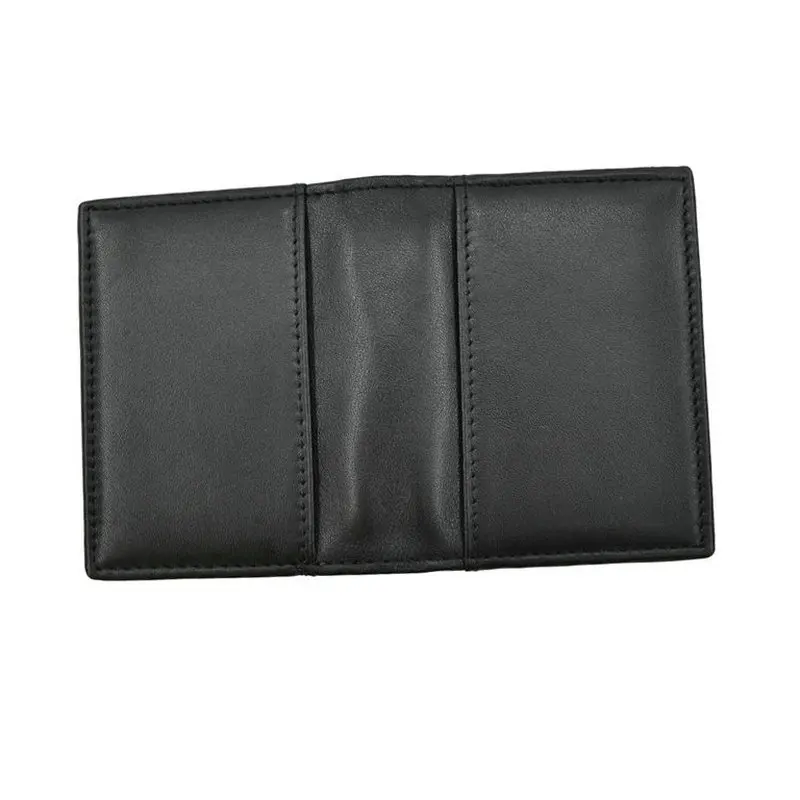 GENODERN Genuine Leather Card Holder Black Credit Card Holders Wallet First Cowhide Card Holders Case Gift for Man