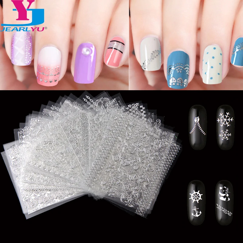 30pcs/lot Beauty 3D Sliver Nail Art Stickers Mix Designs Butterfly Christmas DIY Foil Unhas Decoradas Adesivo Nails Accessoires