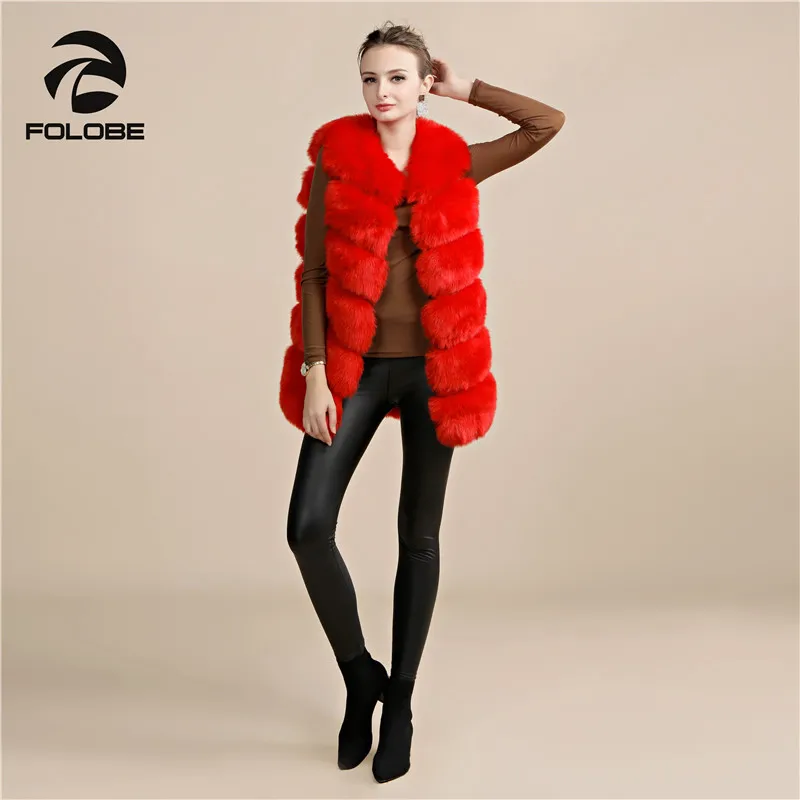 FOLOBE Winter Casual Fur Vest Coat For Winter Luxury Faux Fox Warm Women Coat Fashion Furs Women's Coats Jacket Gilet Veste